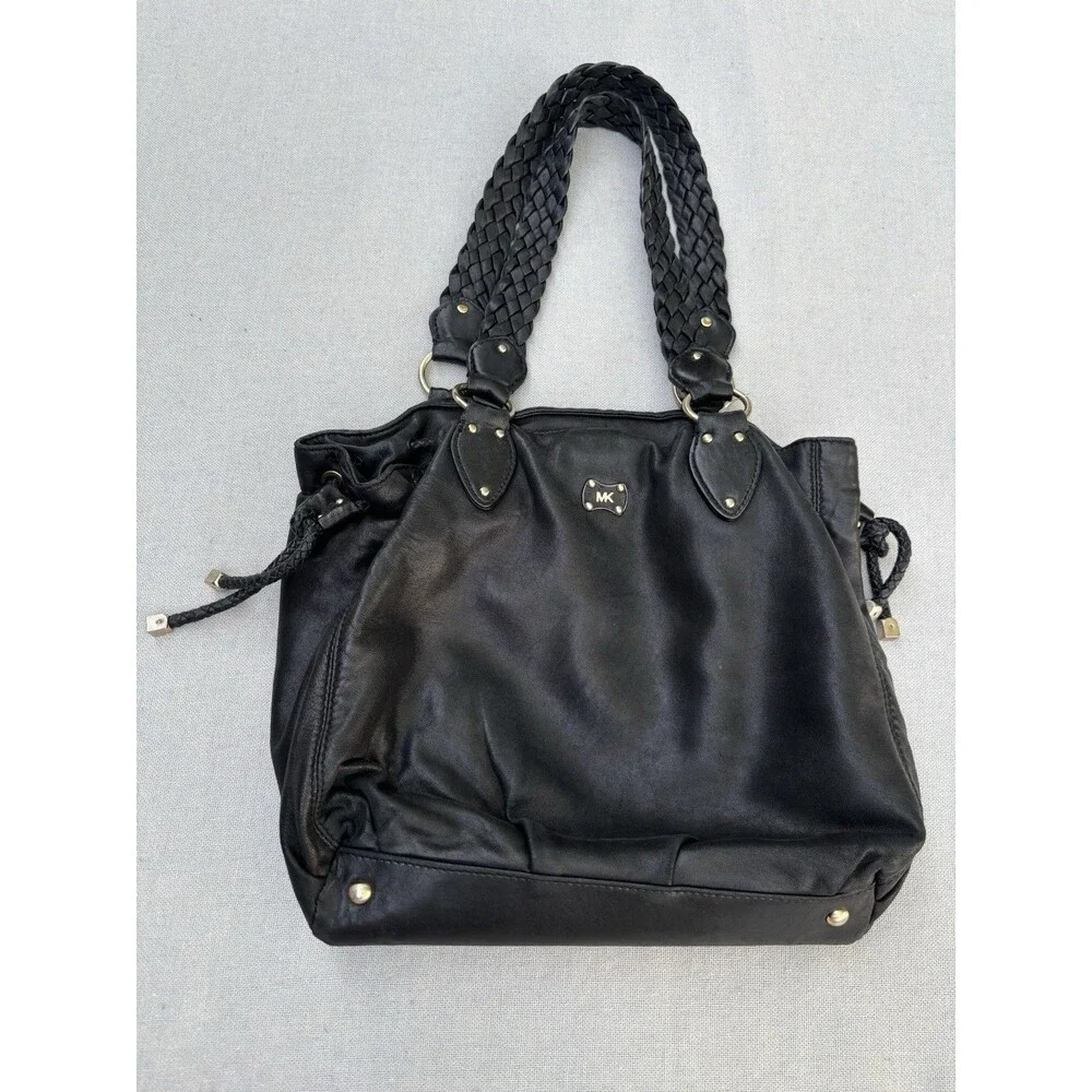 Michael Kors Black Large Leather Bag Braided Handbag